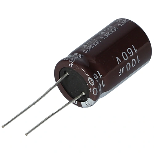 100 uF 160V Kondenzátor, furatszerelt (univerzális)  mini híradástechnika
