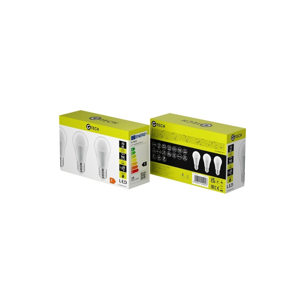 10W E27 LED fényforrás ( Izzó ), 4000K, 940 lm, gömb alakú, 3db / csomag,  G-Tech