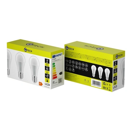 10W E27 LED fényforrás ( Izzó ), 4000K, 940 lm, gömb alakú, 3db / csomag,  G-Tech