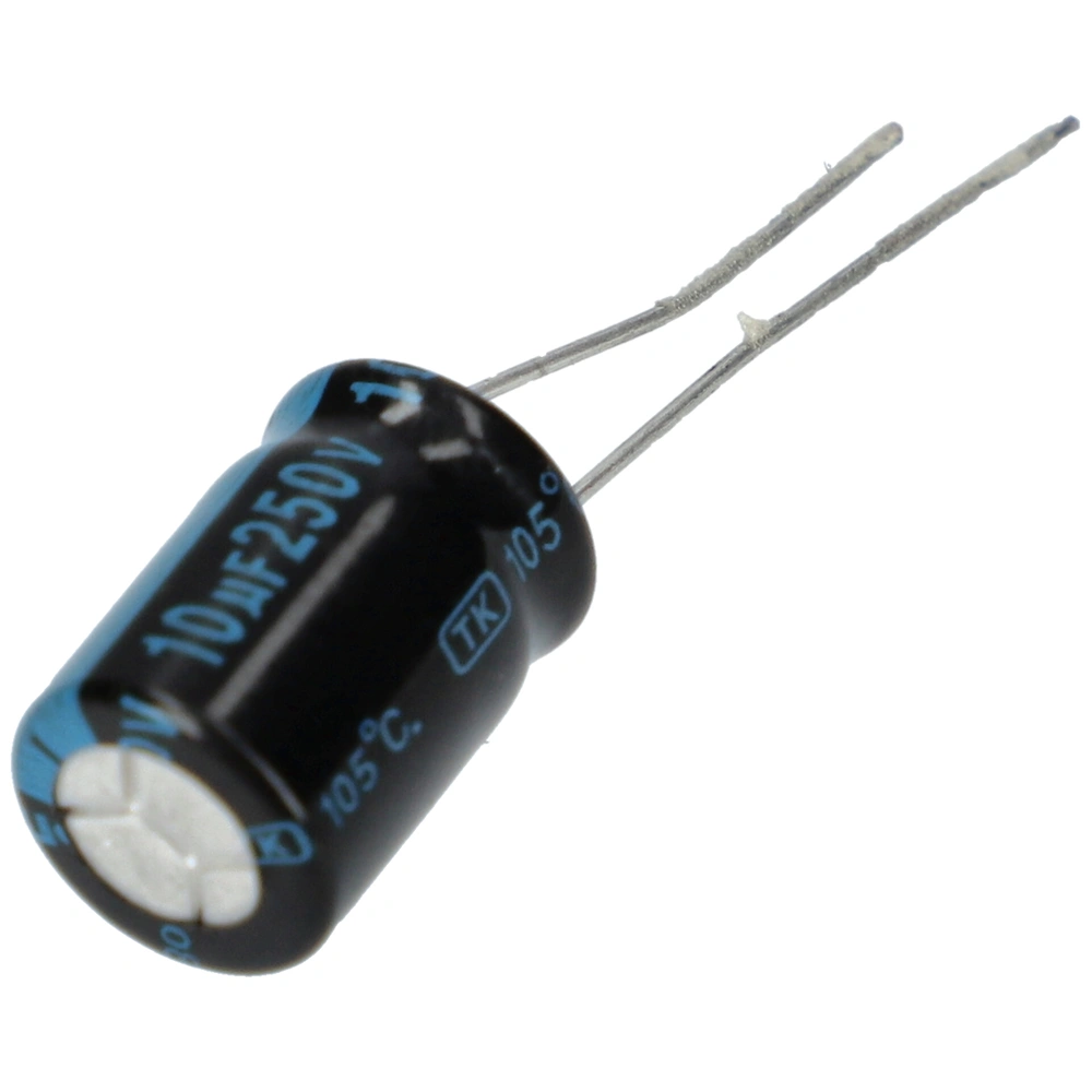 10 uF 250V Kondenzátor, furatszerelt (univerzális)  mini híradástechnika / RENDELÉSRE