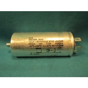 1,2 uF 275V Kondenzátor, sarus, zavarszűrő, fémházas (eredeti) WHIRLPOOL mosógép / RENDELÉSRE