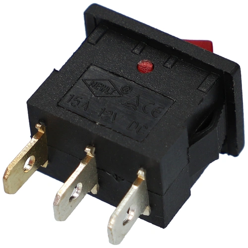 15A/12V DC, 21x15 / 19x13 mm Billenőkapcsoló, piros, számos, kicsi, szögletes, 