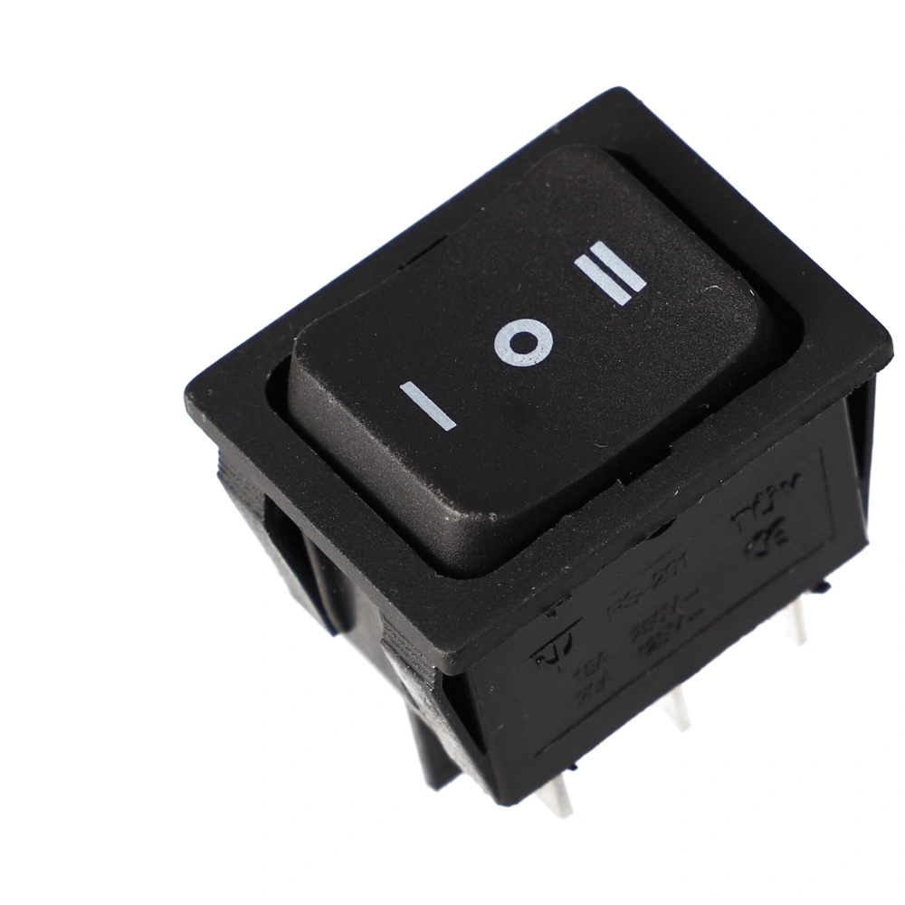 15A/250V 34x25/28x22mm Pillanatkapcsoló, fekete, 3 állású, 6 pólusú (univerzális)