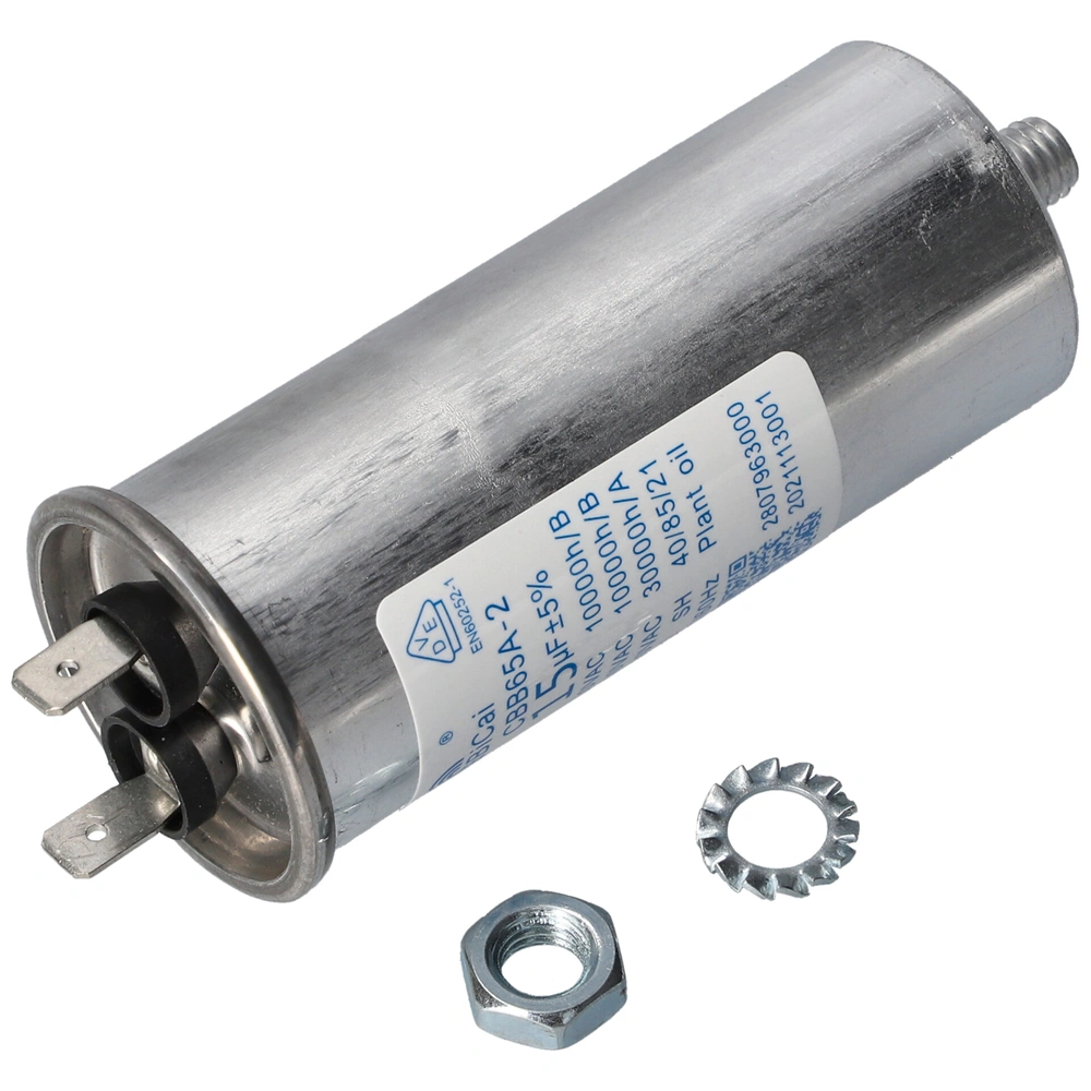 15 uF 450V Kondenzátor, sarus, motor indító, fémházas (eredeti) BEKO szárítógép