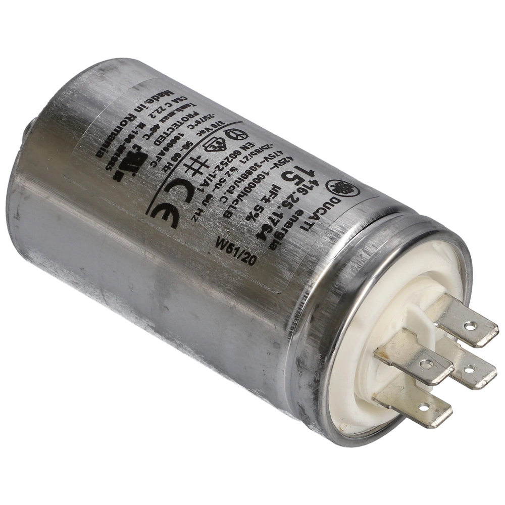 15 uF 475V Kondenzátor, sarus, motor indító, fémházas (eredetivel megegyező minőség) CANDY szárítógép