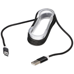 1,5m USB-A/USB-C kábel (fekete, szövet borítással, fém csatlakozóval) telefonhoz