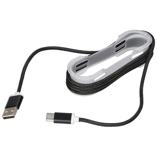 1,5m USB-A/USB-C kábel (fekete, szövet borítással, fém csatlakozóval) telefonhoz