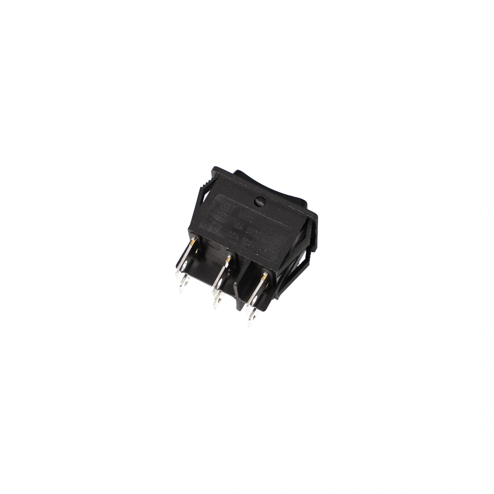 16A/250V 32x25/31x22mm Pillanatkapcsoló szögletes, fekete, 3 állású, 6 pólusú (univerzális)
