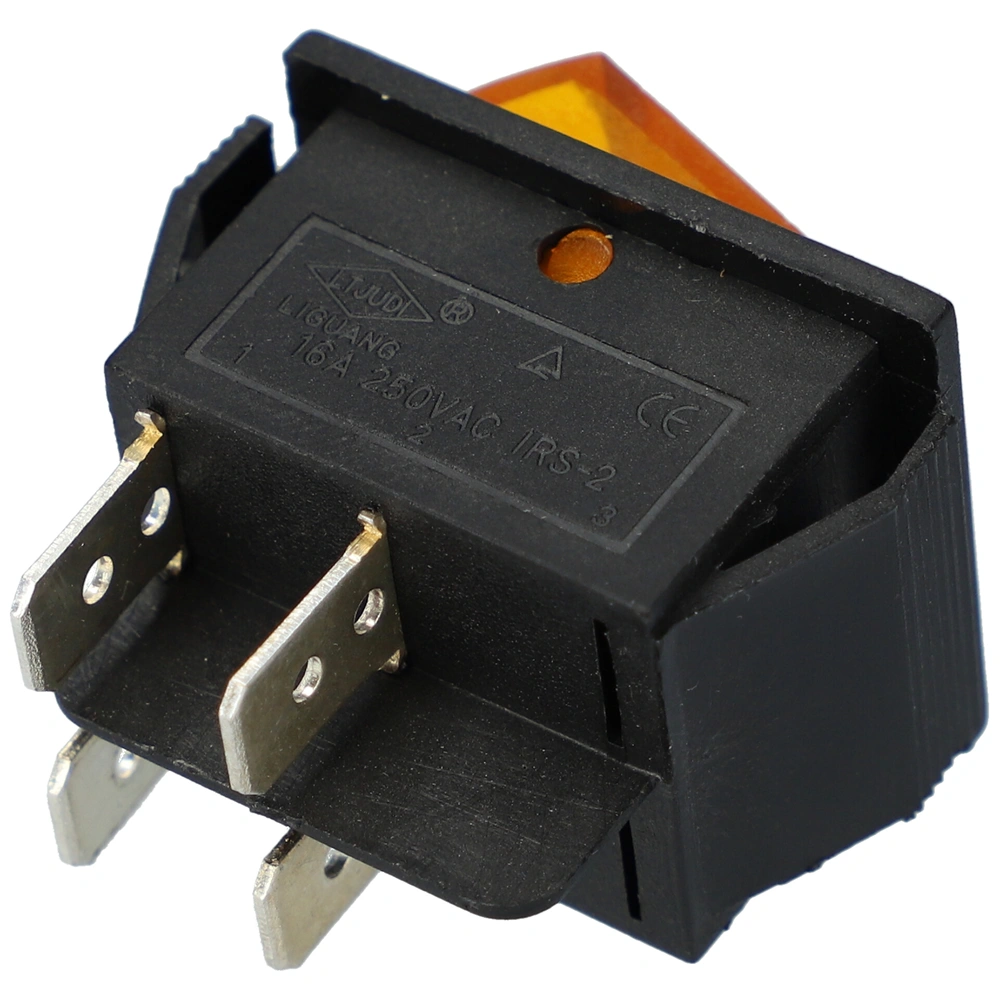 16A/250V AC, 31x25 / 29x21 mm Billenőkapcsoló, sárga, számos, nagy, szögletes