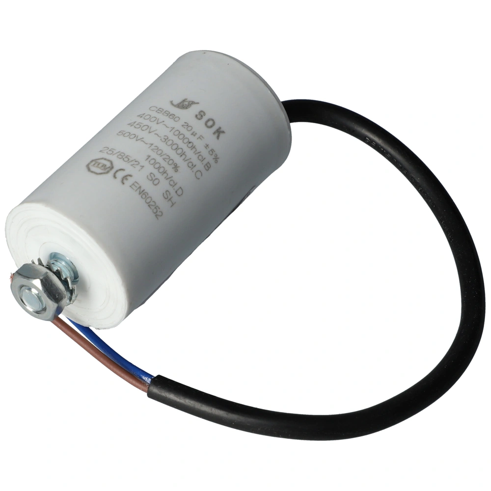 20 uF 450 V Kondenzátor, vezetékes (univerzális)