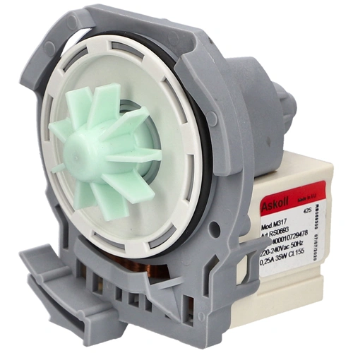 35W Szivattyú, ürítő, 3 körmös, hátul tűsarus (eredeti, ASKOLL M317 RC0478) WHIRLPOOL mosogatógép 