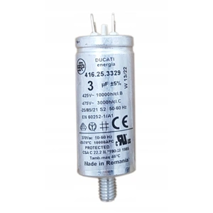 3 uF 475V Kondenzátor, sarus, fémházas (eredetivel megegyező minőség) ELECTROLUX mosogatógép, Ducatti 