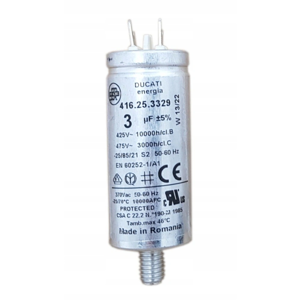 3 uF 475V Kondenzátor, sarus, fémházas (eredetivel megegyező minőség) ELECTROLUX mosogatógép, Ducatti 