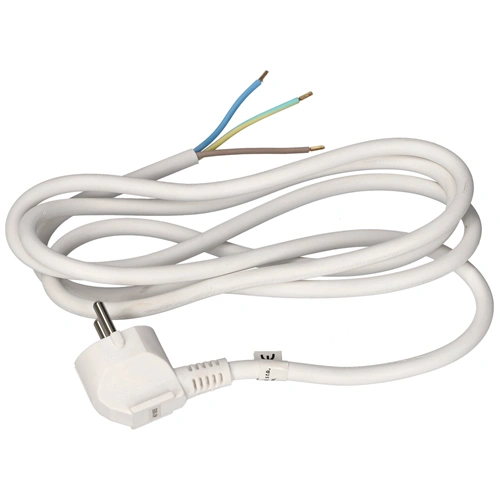 3x1,5 2m Hálózati kábel háromeres fehér, szerelt dugvillával