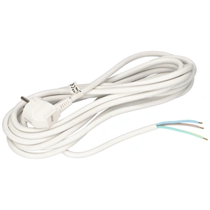 3x1,5 5m Hálózati kábel háromeres fehér, szerelt dugvillával