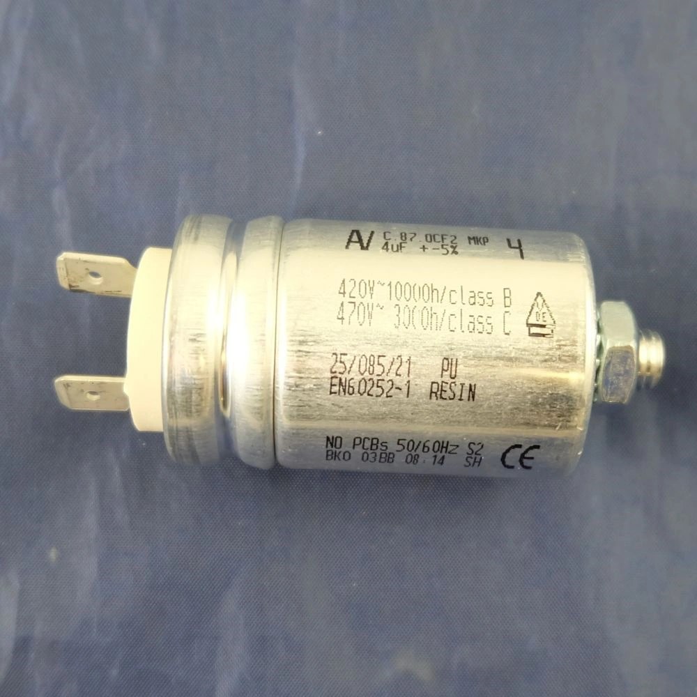 4 uF 470V Kondenzátor, sarus, motor indító, fémházas (eredeti) BEKO mosogatógép / RENDELÉSRE