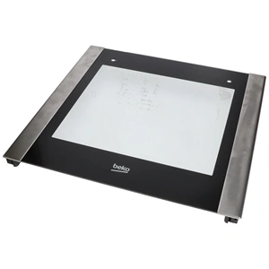 595x462 mm Üveg, ajtó, külső, fekete, (eredeti) INDESIT tűzhely 