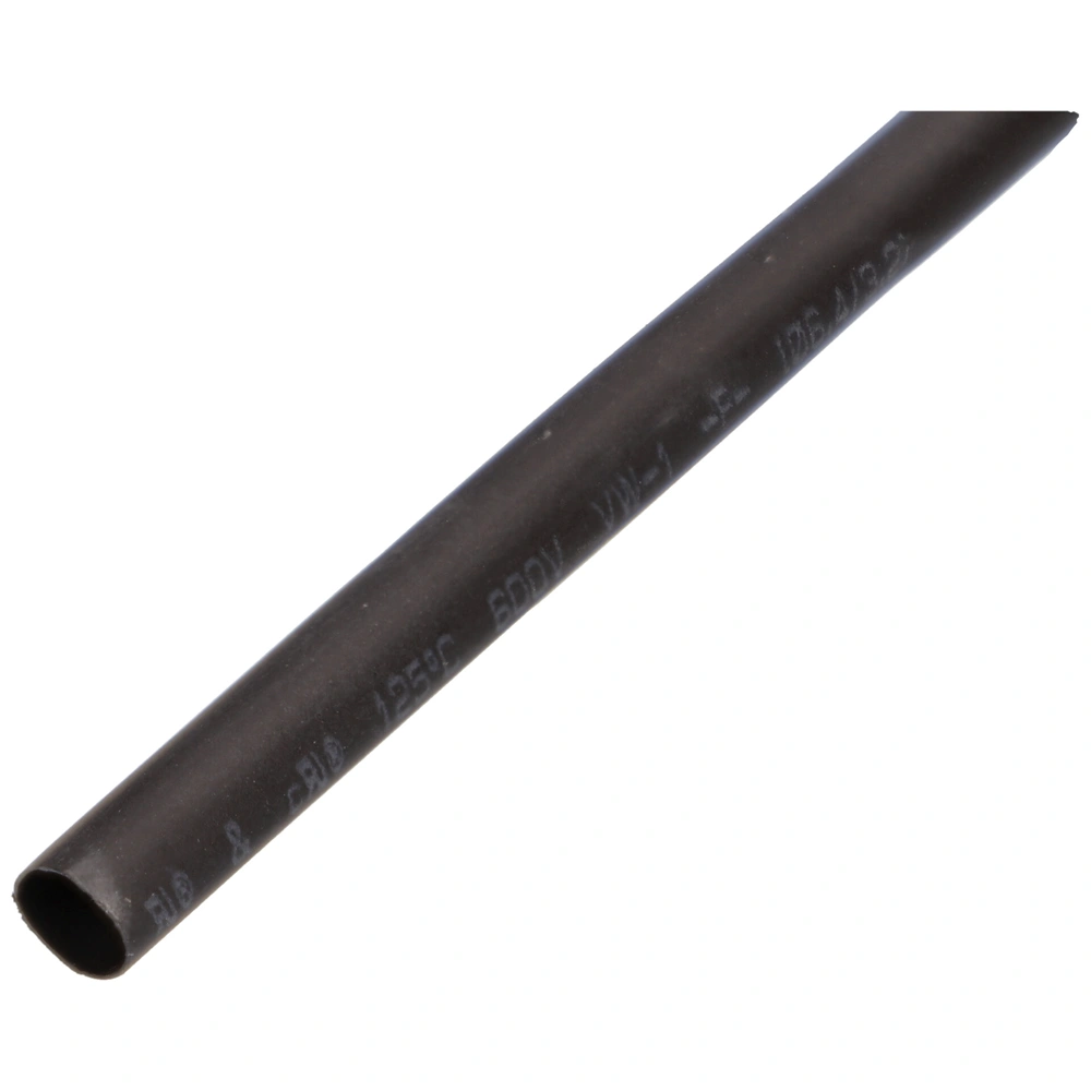 6,4 / 3,2 mm x 1 m Zsugorcső, 2:1, fekete, poliolefin (univerzális) vezetékhez