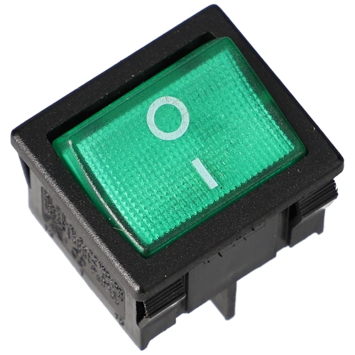 6A/250V, 24x21/22x19mm Billenőkapcsoló zöld, számos (univerzális)