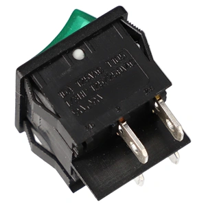 6A/250V, 24x21/22x19mm Billenőkapcsoló zöld, számos (univerzális)