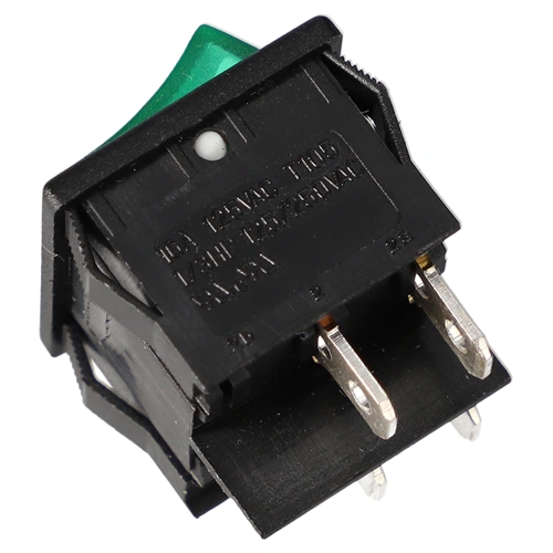 6A/250V, 24x21/22x19mm Billenőkapcsoló zöld, számos (univerzális)