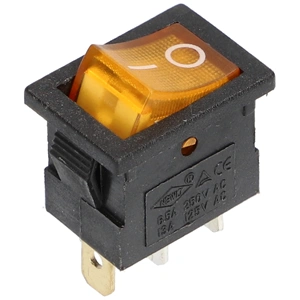 6A/250V AC 21x15 / 19,5x13 mm Billenőkapcsoló, sárga, számos, szögletes