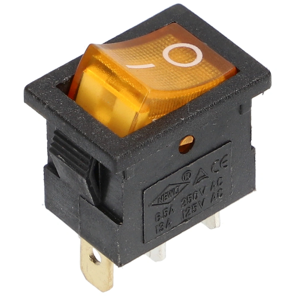 6A/250V AC 21x15 / 19,5x13 mm Billenőkapcsoló, sárga, számos, szögletes