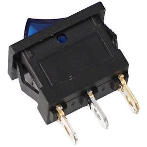 6A/250V AC, 21x15 / 19x13 mm Billenőkapcsoló, kék, számos, kicsi, szögletes,