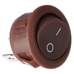 6A/250V AC, 23x21 mm Billenőkapcsoló, barna, számos, kicsi, kerek (univerzális)