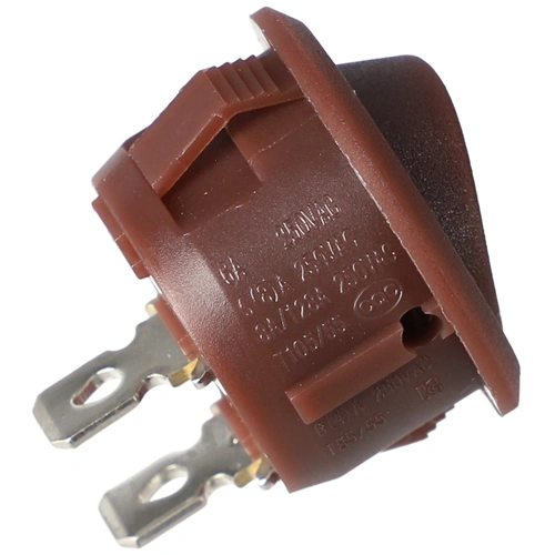 6A/250V AC, 23x21 mm Billenőkapcsoló, barna, számos, kicsi, kerek (univerzális)