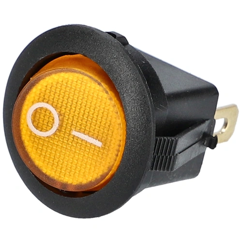 6A/250V AC, 23x21 mm Billenőkapcsoló, sárga, számos, kicsi, kerek (univerzális)