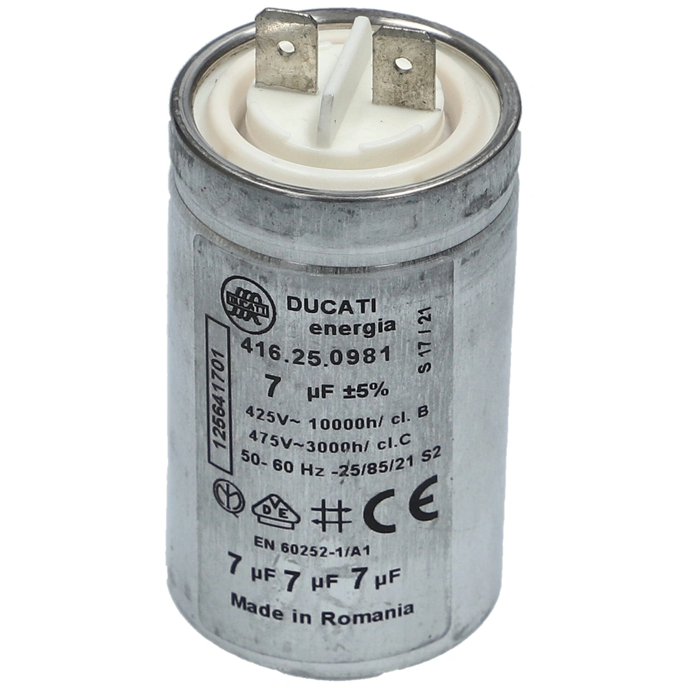7 uF 475V Kondenzátor, sarus, motor indító, fémházas (eredetivel megegyező minőség) ELECTROLUX szárítógép