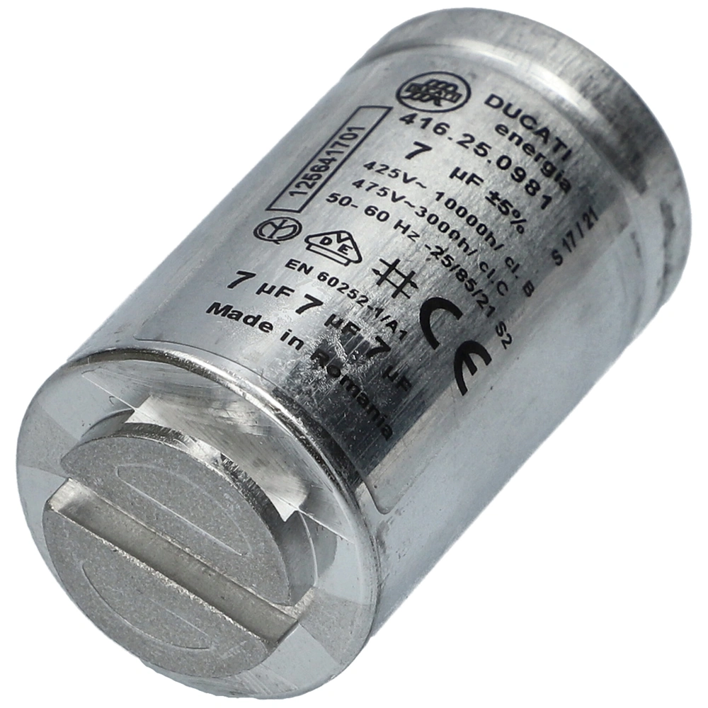7 uF 475V Kondenzátor, sarus, motor indító, fémházas (eredetivel megegyező minőség) ELECTROLUX szárítógép