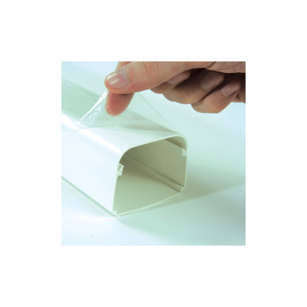 90x65 mm / 2 méter, Dekorcsatorna, fedéllel, fehér, fóliázott (VECAMCO) klíma 8db/csomag