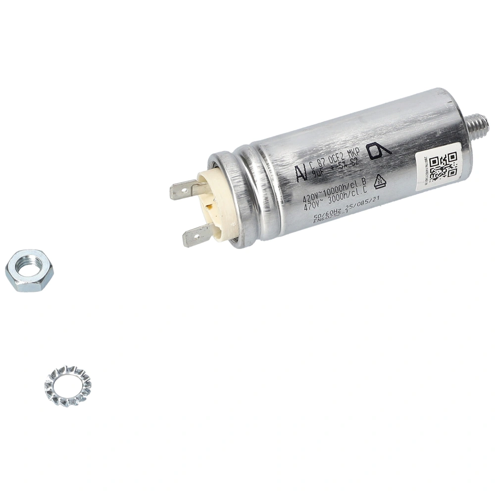 9 uF 470V Kondenzátor, sarus, motor indító, fémházas (eredeti) BEKO szárítógép