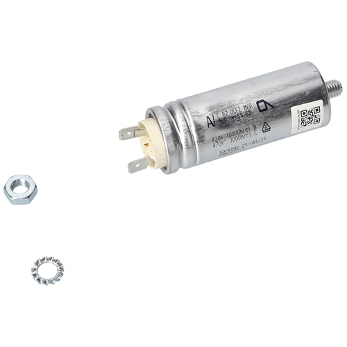 9 uF 470V Kondenzátor, sarus, motor indító, fémházas (eredeti) BEKO szárítógép