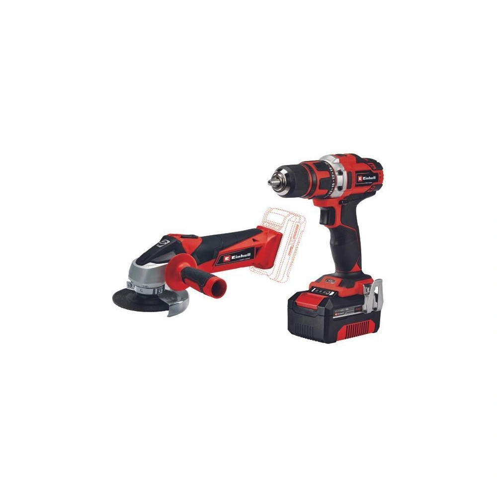 Akkumulátoros szerszámgép szett, 1 x 4 Ah, 10db tartozék, Einhell TE-TK 18/2 Li Kit (CD+AG) (4257240) / RENDELÉSRE
