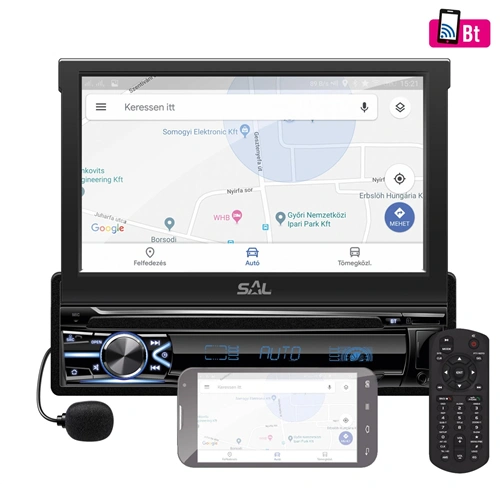 Autórádió és multimédia-lejátszó, 7" LCD motoros mozgású kijelző, USB , 4x50W, SAL VB X800i / RENDELÉSRE