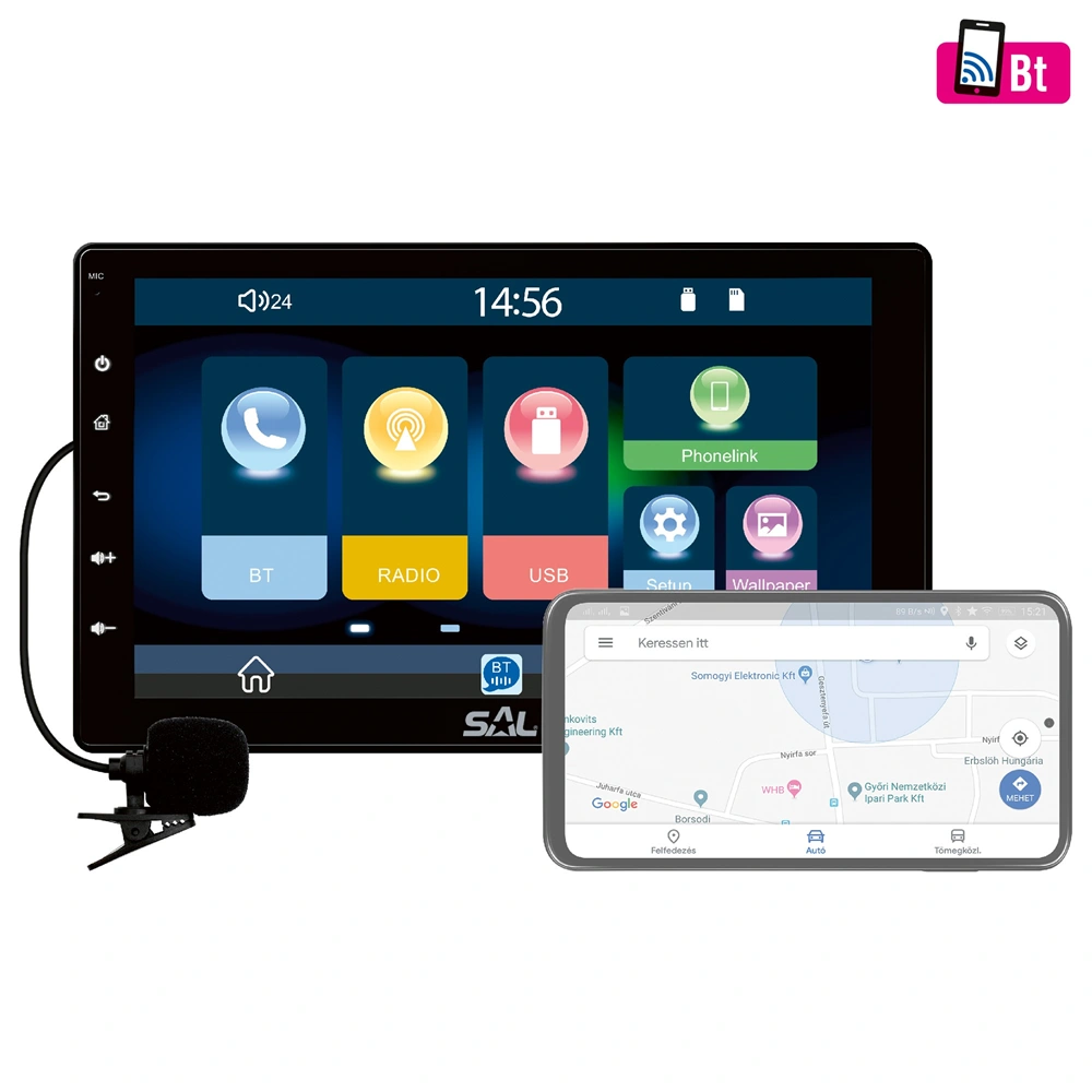 Autórádió és multimédiás lejátszó, 4 x 45 W, 2 + 1 RCA, CarPlay, Android Auto, USB Mirror SAL VB X1000 / RENDELÉSRE