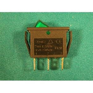 Billenőkapcsoló zöld keskeny számos 15A (UKA028)