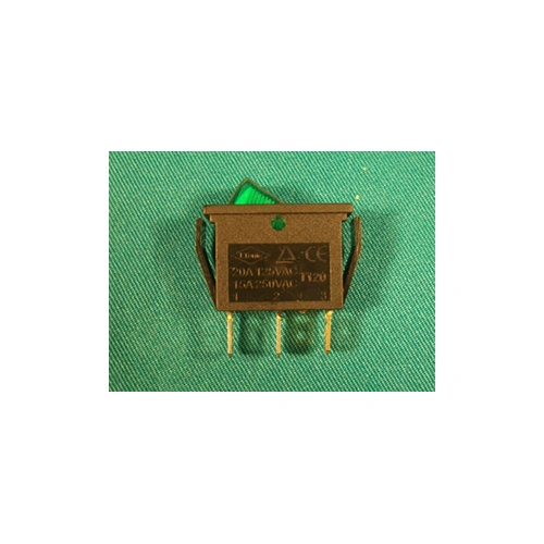 Billenőkapcsoló zöld keskeny számos 15A (UKA028)