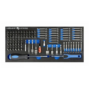 Bitfej készlet, 107 részes, (SL, PZ, PH, Torx), 395 x 180mm habszivacsban, HÖGERT HT7G150 / RENDELÉSRE