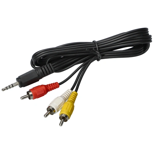 Csatlakozó kábel video kamerához (3xRCA - jackdugó 3,5 mm 4pin )