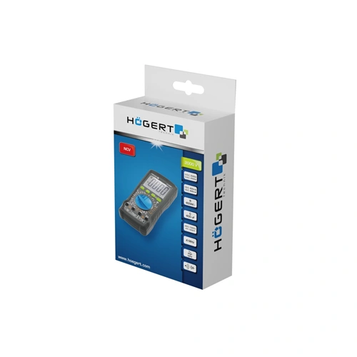 Digitális Multiméter, zseblámpa, LCD kijelző, AC-DC 2000V, 10A, 400 MΩ, HÖGERT HT1E606  / RENDELÉSRE