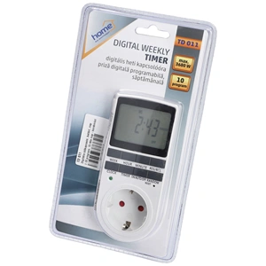 Digitális időkapcsoló, beltéri, napi 10 program, 15 féle nap-kombinációban, / hét, HOME TD 011