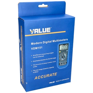 Digitális kézi mérőműszer hőmérsklet méréssel (multiméter) VDM-151 VALUE / RENDELÉSRE
