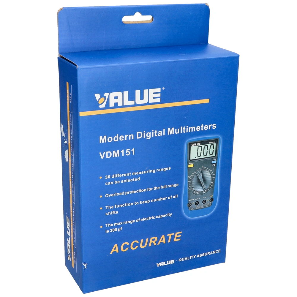Digitális kézi mérőműszer hőmérsklet méréssel (multiméter) VDM-151 VALUE / RENDELÉSRE