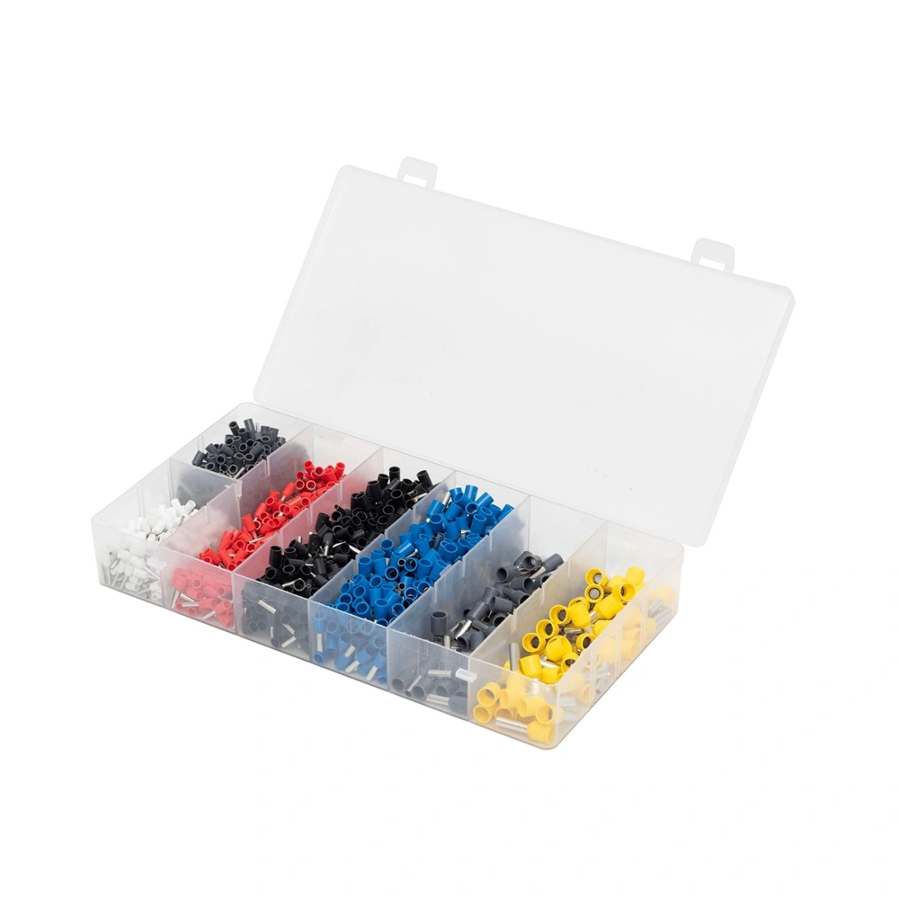 Érvéghüvely szett, szigetelt érvéghüvely készlet, 1200 db, tároló doboz, HOME EVHSET 