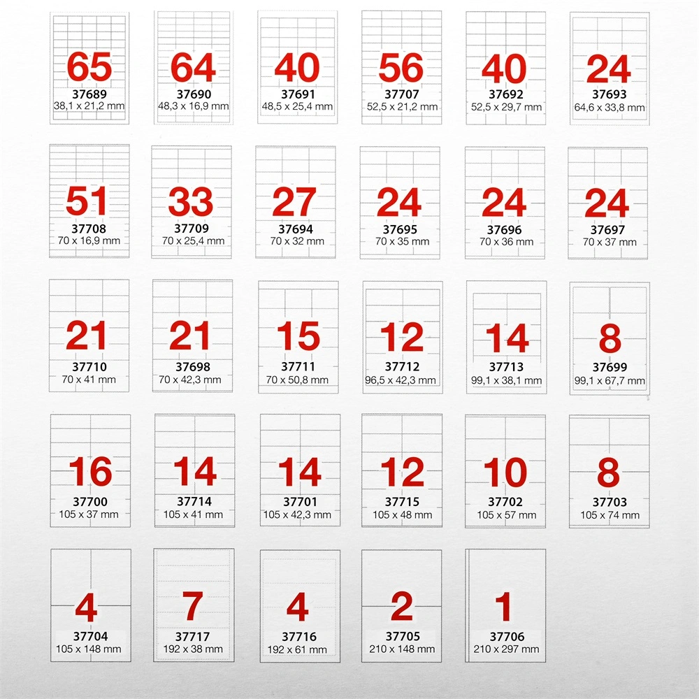 Etikett címke, 210x297mm, 100 lap, 1 címke/lap A-Series