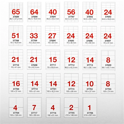 Etikett címke, 210x297mm, 100 lap, 1 címke/lap A-Series
